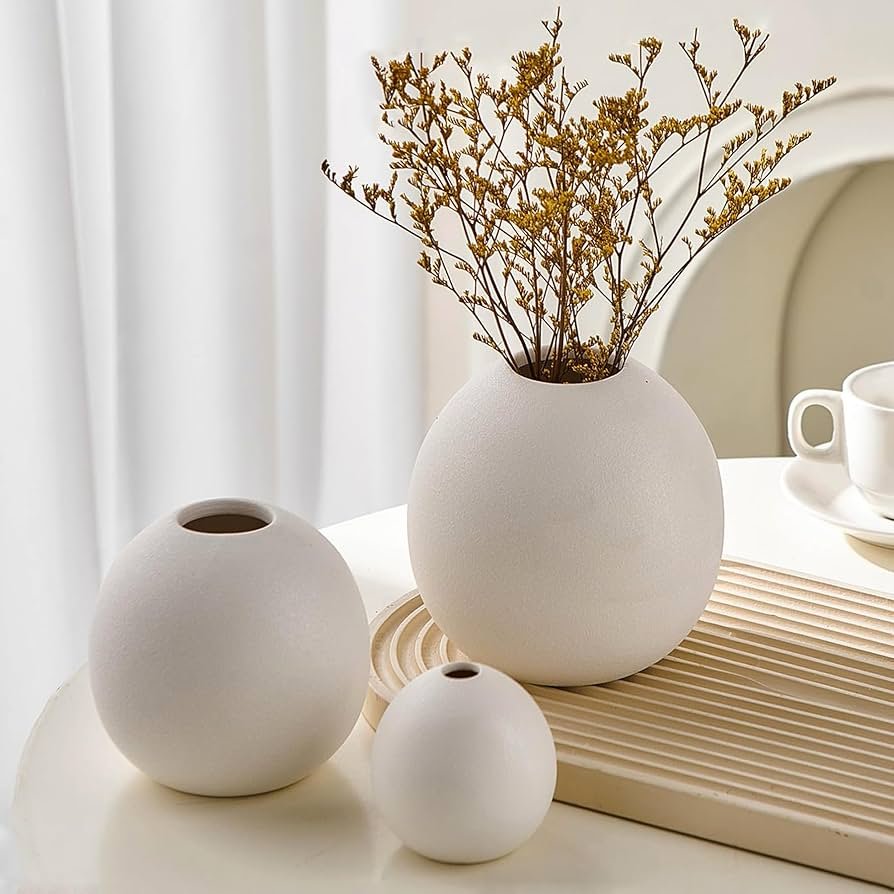Conjunto de 3 vasos de cerâmica para decoração de casa